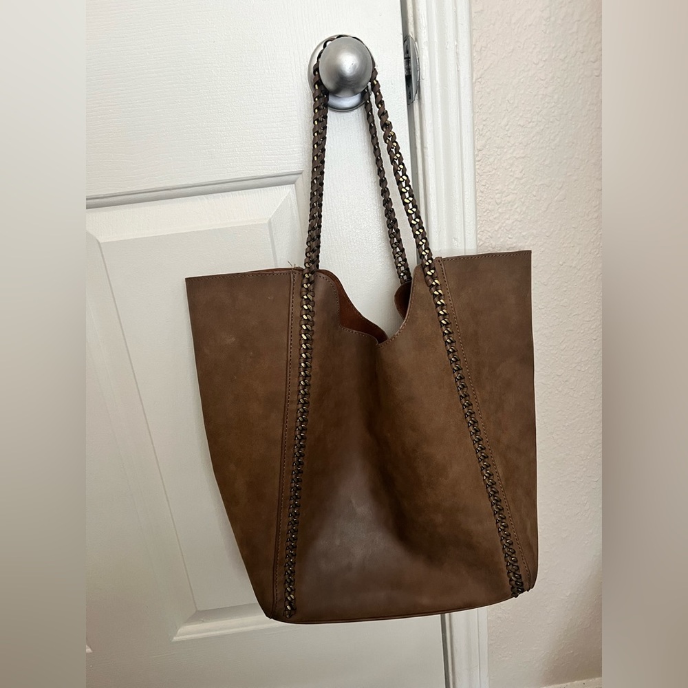 Camel Faux Leather Tote Purse